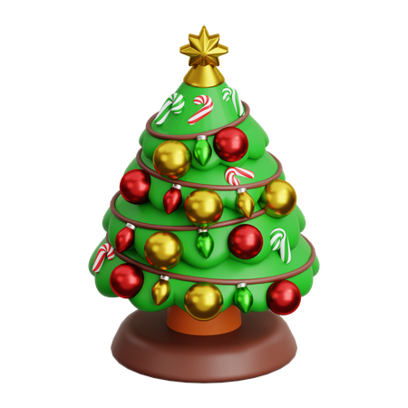 Árbol de navidad con adorno  3D Icon