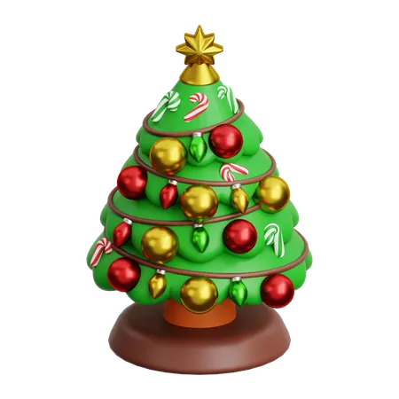 Árbol de navidad con adorno  3D Icon