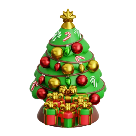 Árbol de navidad con caja de regalo  3D Icon