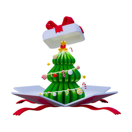 Árbol de navidad con caja de regalo  3D Icon