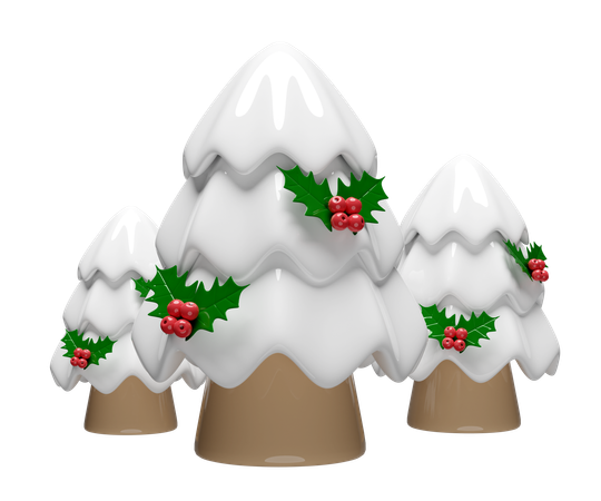 Árbol de navidad con hojas de baya de acebo  3D Illustration