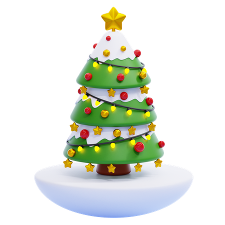 Árbol de navidad con nieve  3D Icon