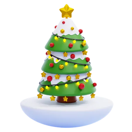 Árbol de navidad con nieve  3D Icon