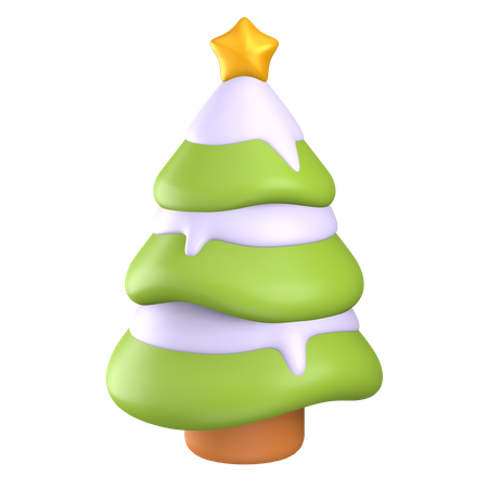 Árbol de navidad con nieve  3D Illustration