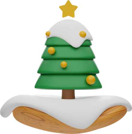 Árbol de navidad con nieve  3D Illustration