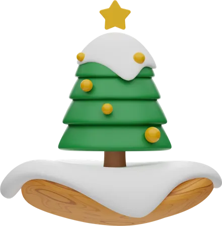 Árbol de navidad con nieve  3D Illustration