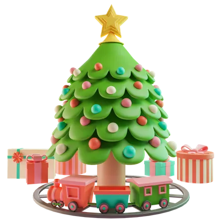 Árbol de navidad con regalos  3D Icon