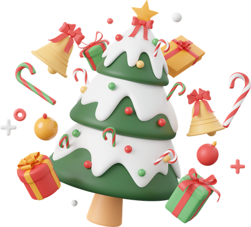 Árbol de navidad con regalos y adornos  3D Icon