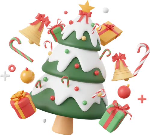 Árbol de navidad con regalos y adornos  3D Icon