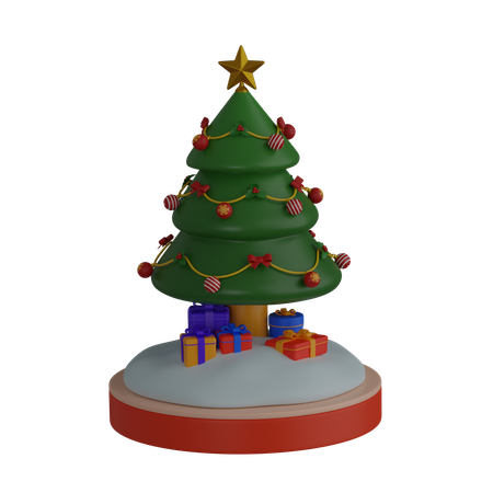 Árbol de navidad y regalos  3D Icon