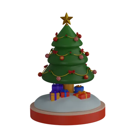 Árbol de navidad y regalos  3D Icon