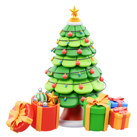 Árbol de navidad y regalos  3D Icon