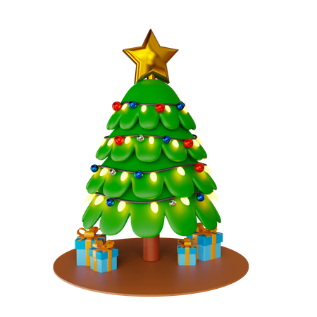 Árbol de navidad y regalos  3D Icon