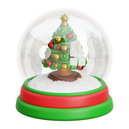 Árbol en globo de nieve  3D Icon