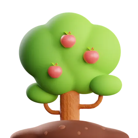 Árbol y manzana  3D Icon