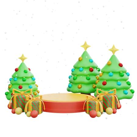 Árboles de navidad y cajas de regalo  3D Icon