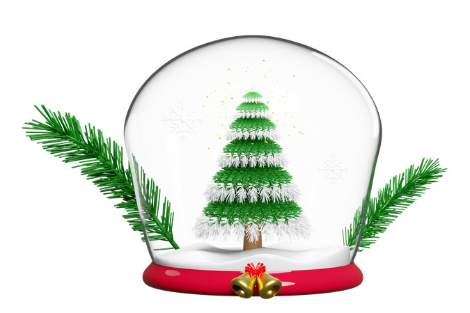 Arbre de Noël en cube de verre  3D Illustration