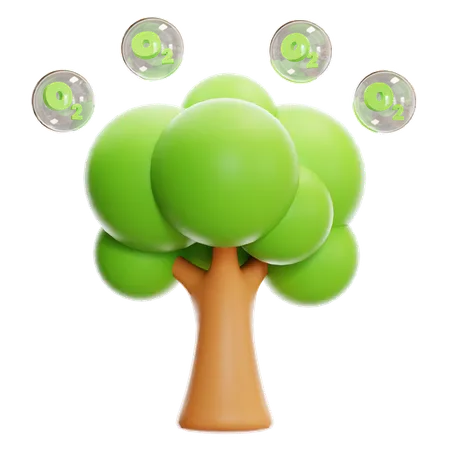 Oxygène produit par les arbres  3D Icon