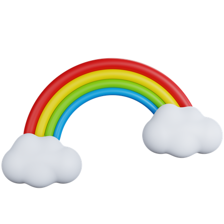 Arc en ciel avec deux nuages  3D Icon