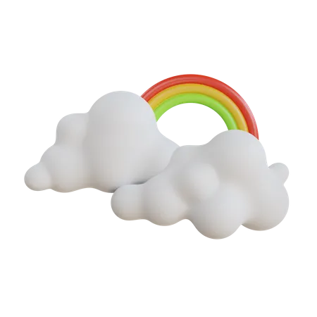 Arc en ciel avec nuage  3D Icon