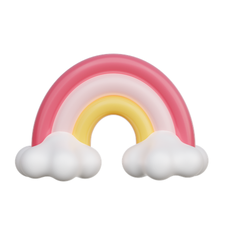 Arc en ciel avec des nuages  3D Icon