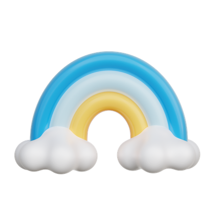 Arc en ciel avec des nuages  3D Icon