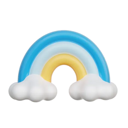 Arc en ciel avec des nuages  3D Icon