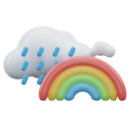 Arc en ciel avec pluie  3D Icon