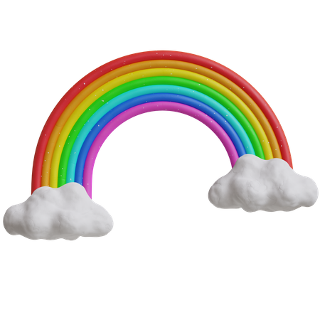 Arc en ciel et nuage  3D Icon