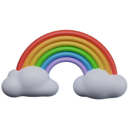 Arc en ciel et nuage  3D Icon