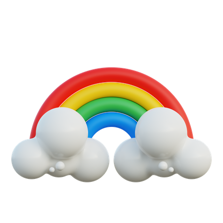 Arc en ciel et nuage  3D Icon