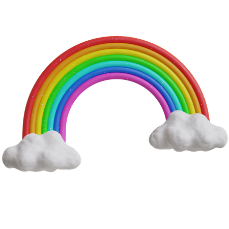 Arc en ciel et nuage  3D Icon