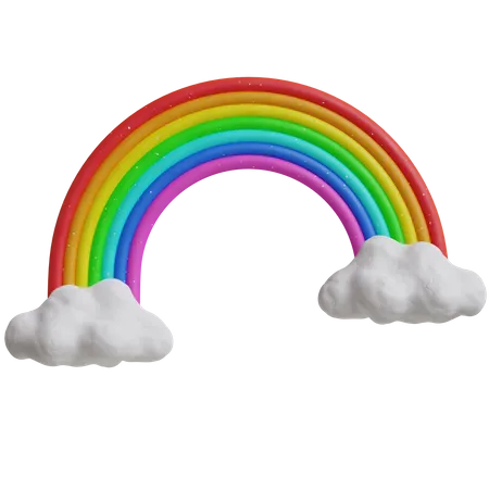 Arc en ciel et nuage  3D Icon