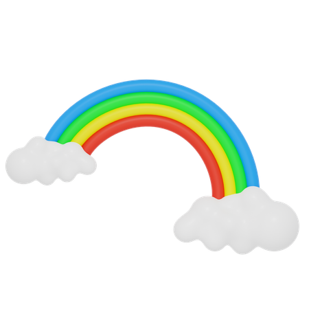 Arc en ciel et nuages  3D Icon