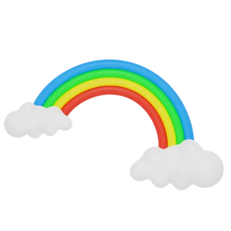 Arc en ciel et nuages  3D Icon