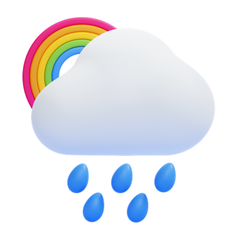 Arc en ciel et pluie  3D Icon