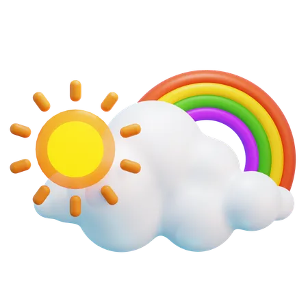 Arc en ciel sur nuage  3D Icon