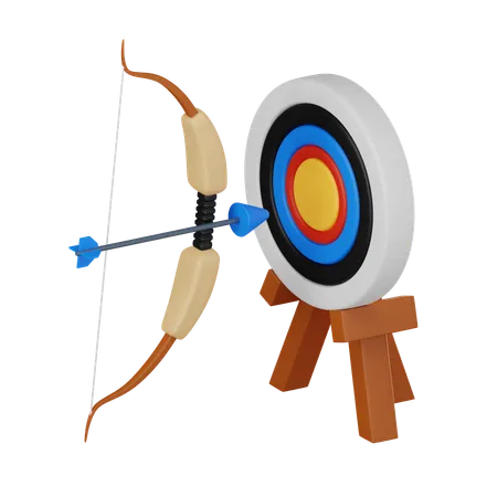 Archery Sport Featuring A Bow Arrow And Target This Render Highlights The Sports Focus On Accuracy Skill And Competitive Spirit 3 D Render Illustration 3D Icon
