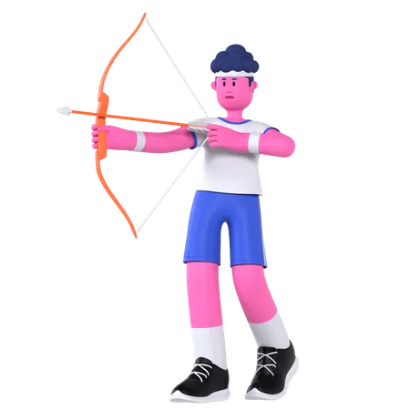 Archery Player  3D Illustration