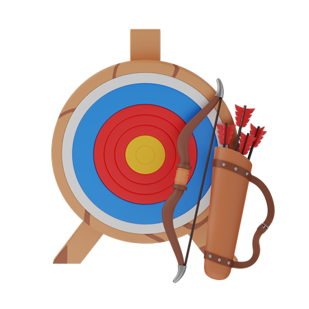Archery target with bow  3D Icon