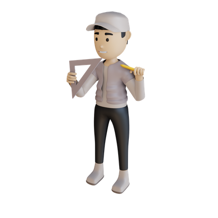 Architect Holding Geometry scale  3D Icon