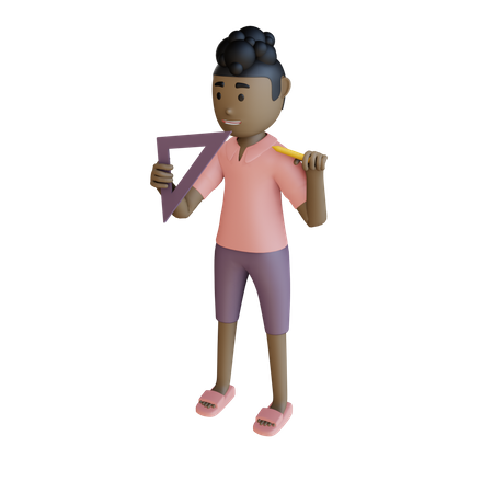 Architect Holding Geometry scale  3D Icon
