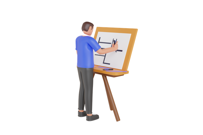 Architect Making House Plan  3D Icon