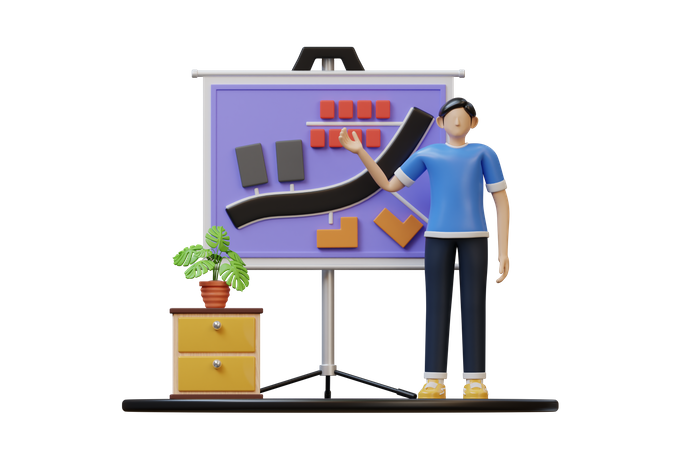 Architect showing building plan  3D Icon