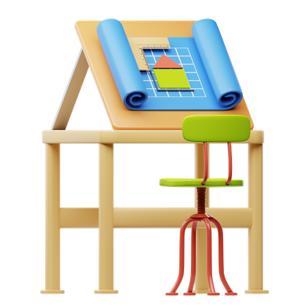 Architectural Drafting Table  3D Icon