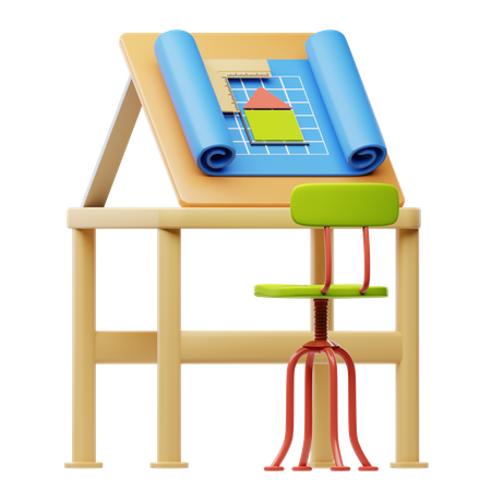 Architectural Drafting Table  3D Icon