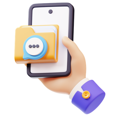 Archived Chat with Hand Holding Smartphone  3D Icon