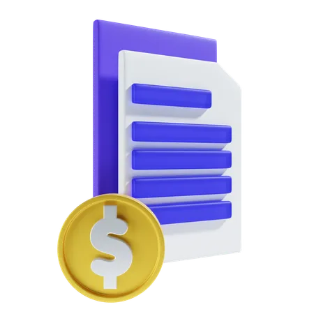 Archivo de pago en dólares  3D Icon