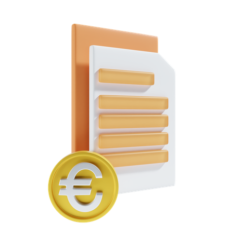 Archivo de pago en euros  3D Icon