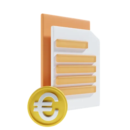 Archivo de pago en euros  3D Icon